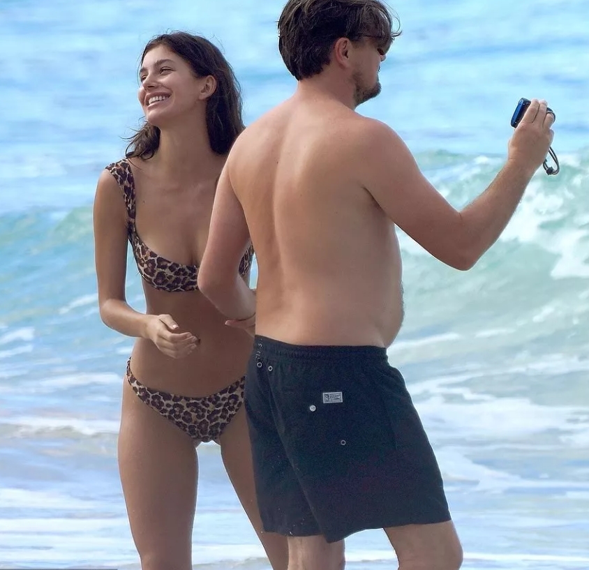 The former couple sharing an affectionate moment