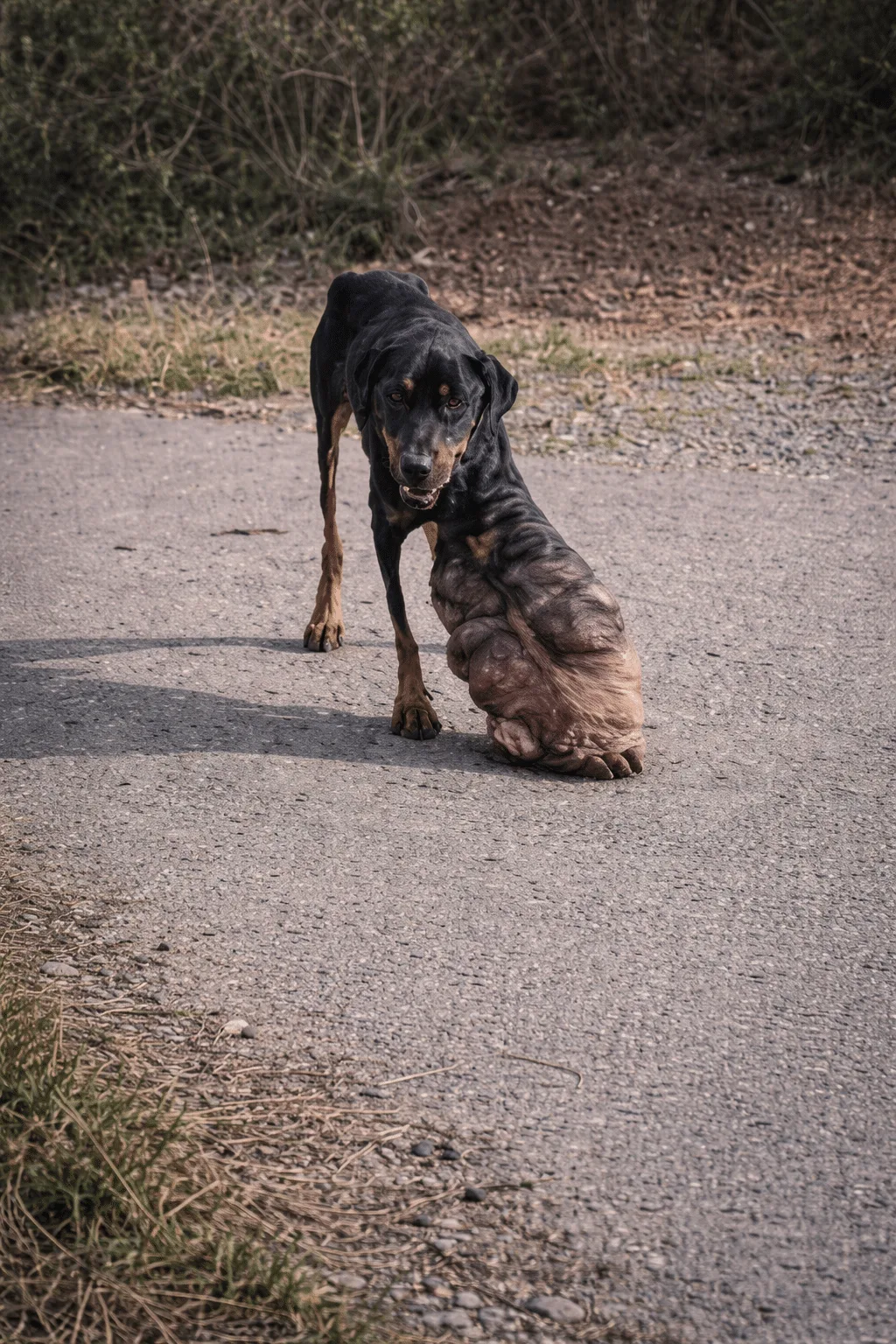 A Rottweiler Limped Along a Panama Roadside on a Swollen Paw — Then Rescuers Learned He Had a Family