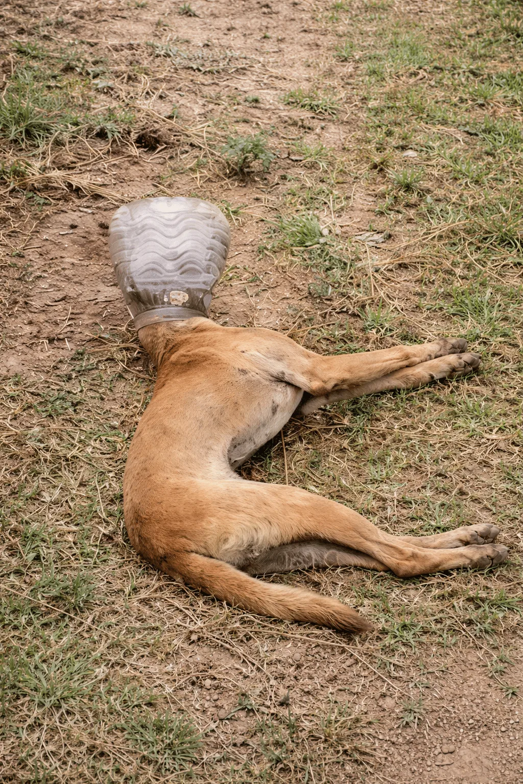 A Stray Dog Stumbled Blind With His Head Stuck in a Plastic Jar Until Rescuers Stepped In
